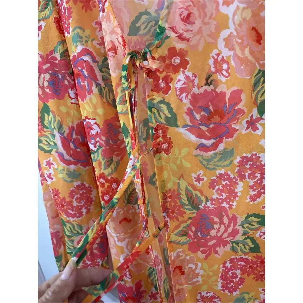 Lovers + Friends Floral Chiffon Temptation Robe Coverup Small New Revolve - Picture 6 of 10